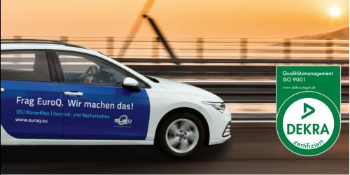 ISO 9001 zertifiziert: EuroQ Qualitätsdienstleistungen, hier sichtbar ein Firmenfahrzeug